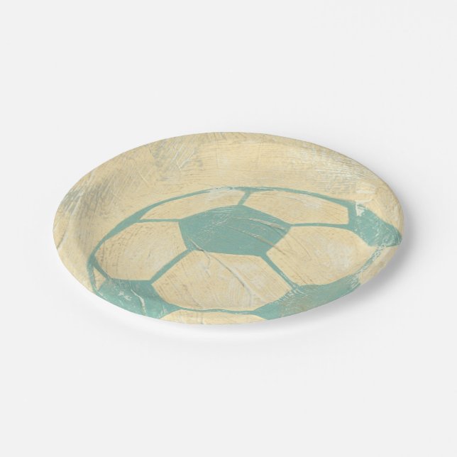 Pastel Blue Soccer Ball by Chariklia Zarris Paper Plate (Angled)