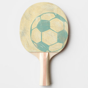 Pastel Blue Soccer Ball by Chariklia Zarris Ping Pong Paddle