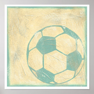 Pastel Blue Soccer Ball by Chariklia Zarris Poster