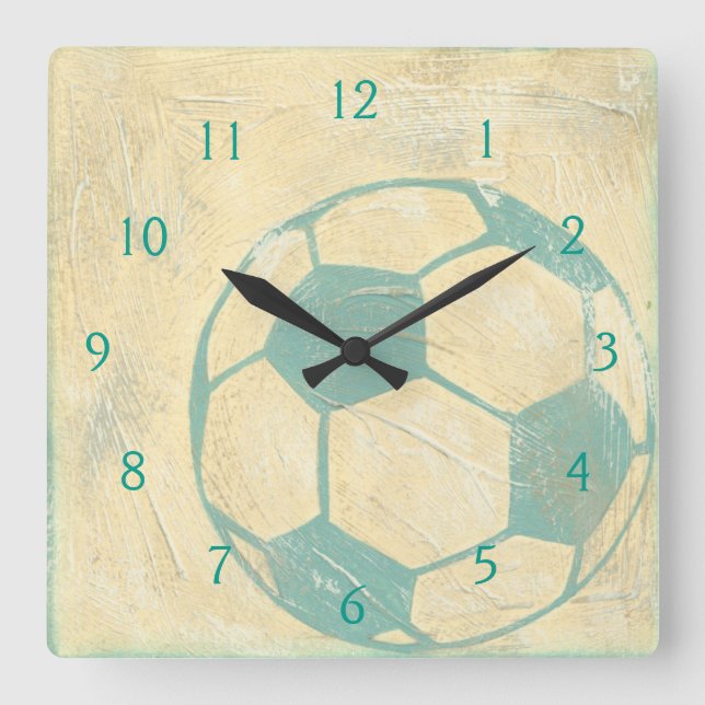 Pastel Blue Soccer Ball by Chariklia Zarris Square Wall Clock (Front)