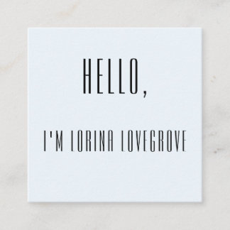 Pastel Blue Square HELLO Business Card