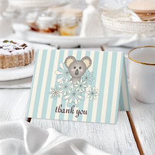 Pastel Blue Stripe Baby Koala Thank You Card