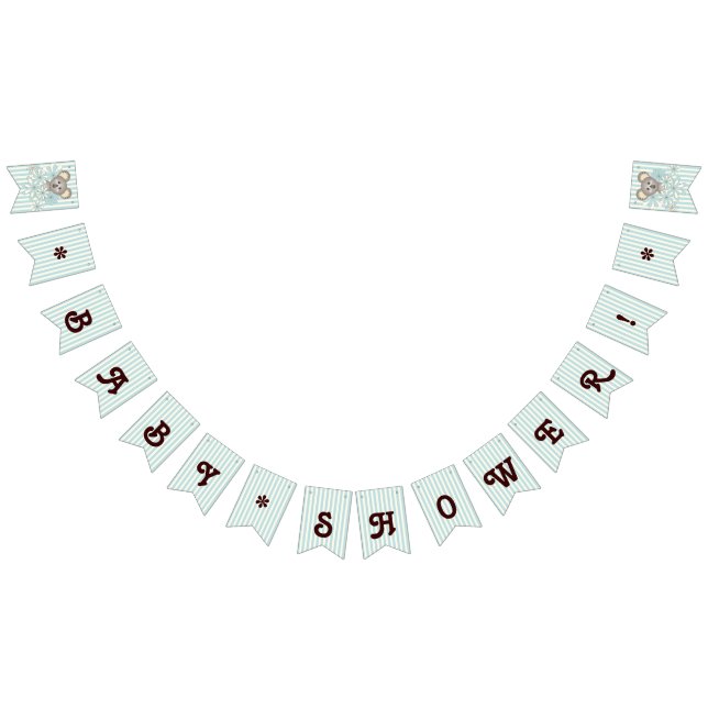 Pastel Blue Stripe Cute Koala Boy Baby Shower Bunting (All)