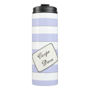 Pastel Blue Stripes on any Colour any Text Thermal Tumbler