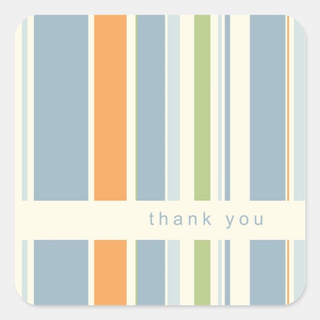 Pastel blue stripes thank you stickers (Front)