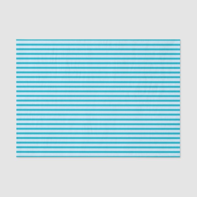 Pastel Blue Stripes & Turquoise Background Tissue Paper (Front)