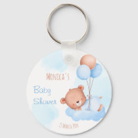 Pastel blue teddy bear watercolor baby shower