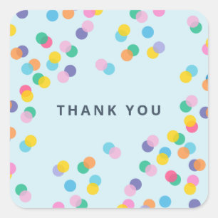 Pastel Blue Thank You Colourful Confetti Polka Dot Square Sticker