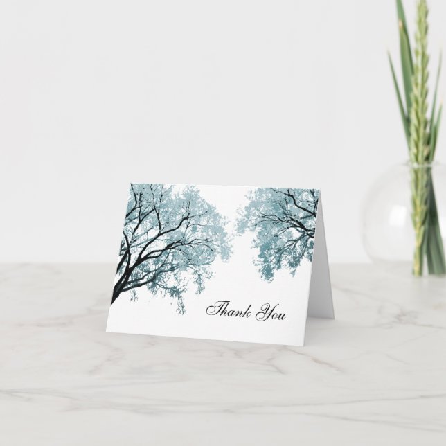 Pastel Blue Trees - Thank You Card (Front)