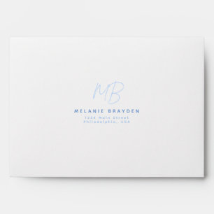 Pastel Blue Two Monogram Name Envelope