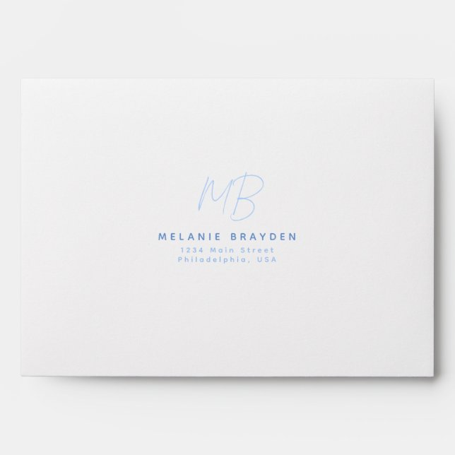 Pastel Blue Two Monogram Name Envelope (Front)