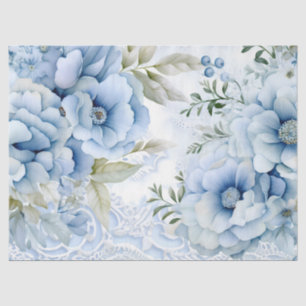 Pastel Blue Victorian Florals & Lace Decoupage Tissue Paper