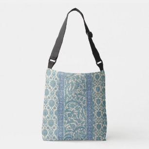 Pastel Blue Vintage Arabic Rug Botanical Pattern Crossbody Bag