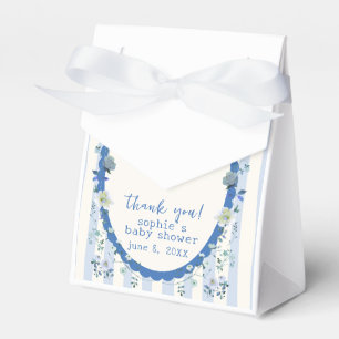 Pastel Blue Vintage Striped Garden  Baby Shower Favour Box