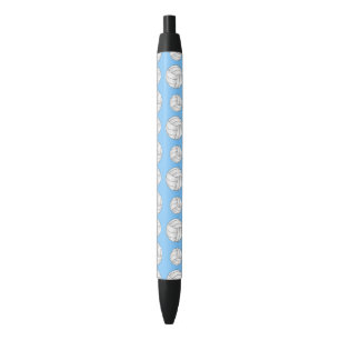 Pastel blue volleyball pattern black ink pen