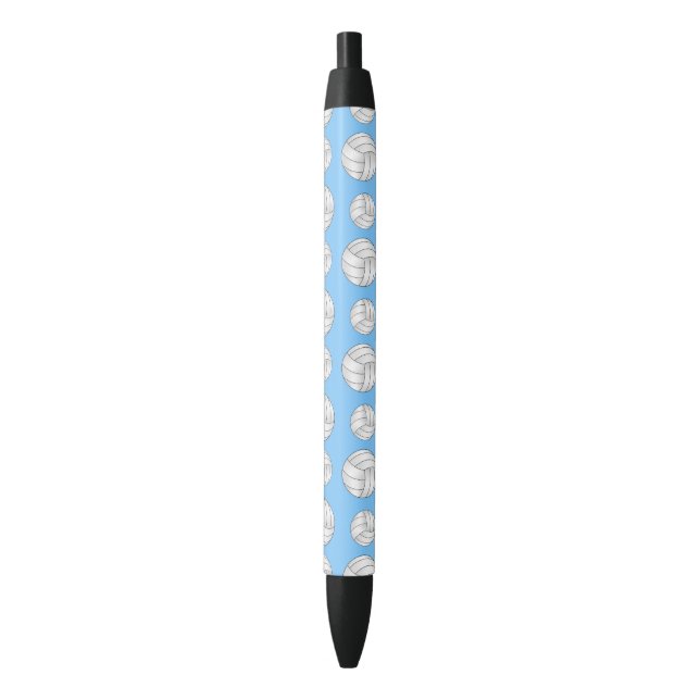 Pastel blue volleyball pattern black ink pen (Front Vertical)