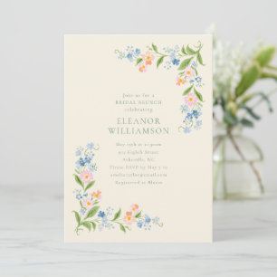 Pastel Blue Watercolor Floral Bridal Shower Brunch Invitation