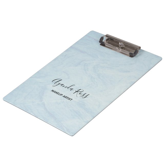 Pastel blue watercolor marble clipboard (Angled)