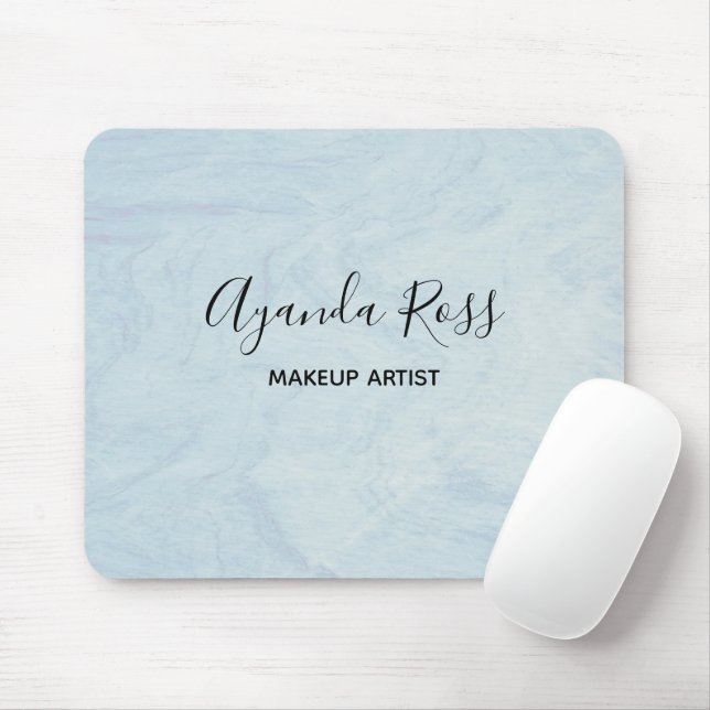 Pastel blue watercolor marble mouse mat (With Mouse)