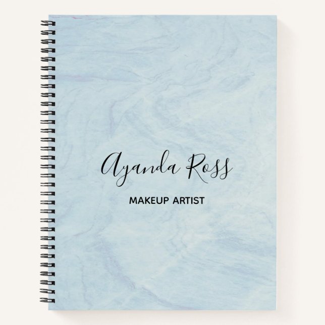 Pastel blue watercolor marble notebook (Front)