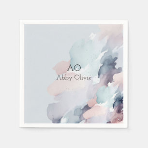 Pastel blue watercolor napkin