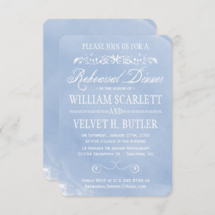 Pastel Blue Watercolor Rehearsal Dinner Invites