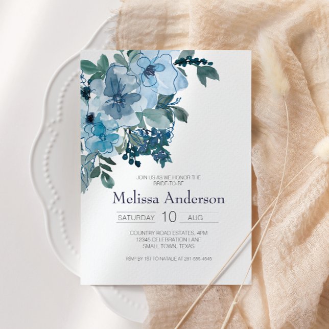 Pastel Blue Watercolor Roses Floral Bridal Shower (Creator Uploaded)