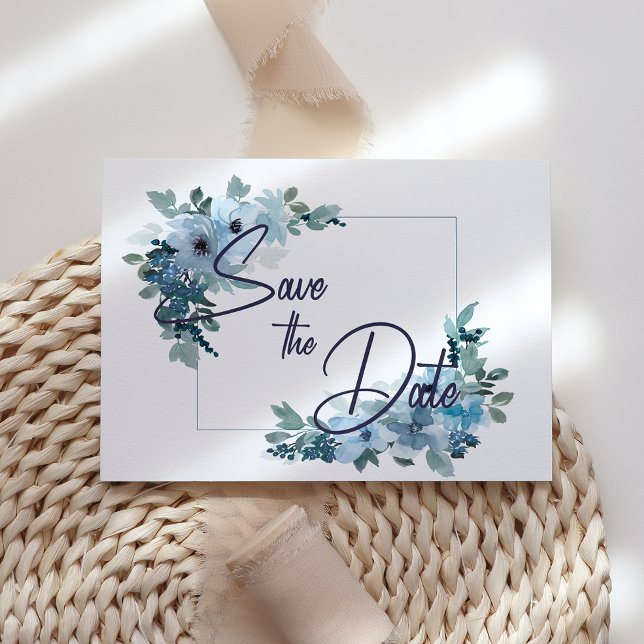 Pastel Blue Watercolor Roses Save The Date (Creator Uploaded)