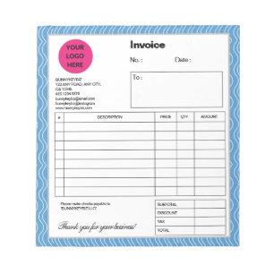 Pastel Blue Wave Company Business Invoice Note