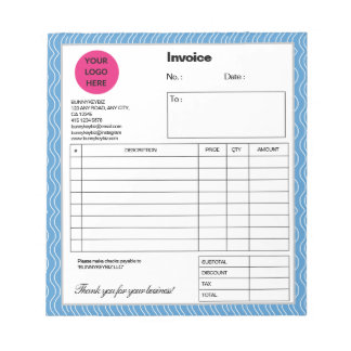 Pastel Blue Wave Company Business Invoice Note
