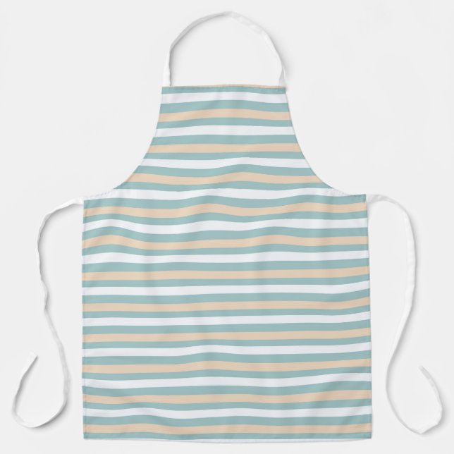 Pastel blue, white and blush stripes apron (Front)