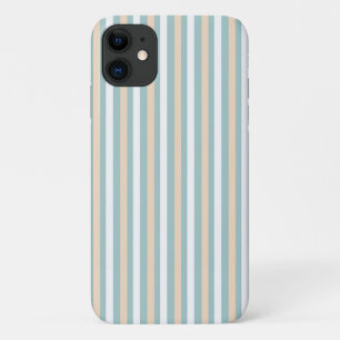 Pastel blue, white and blush stripes iPhone 11 case