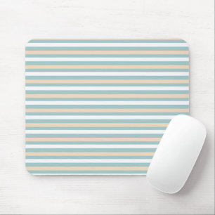 Pastel blue, white and blush stripes mouse mat