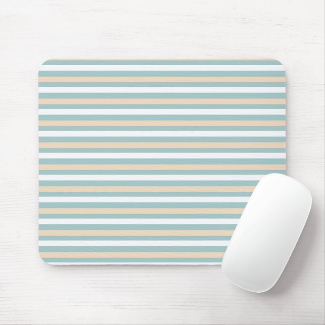 Pastel blue, white and blush stripes mouse mat (With Mouse)