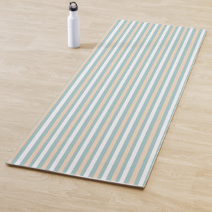 Pastel blue, white and blush stripes yoga mat