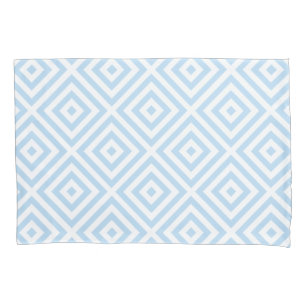 Pastel Blue White Diamond Pattern Pillow Case