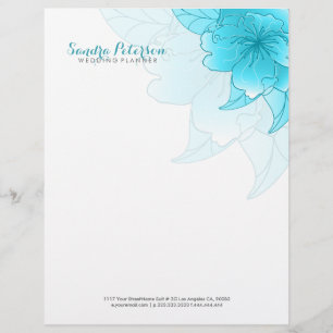 Pastel Blue & White Floral Design Letterhead