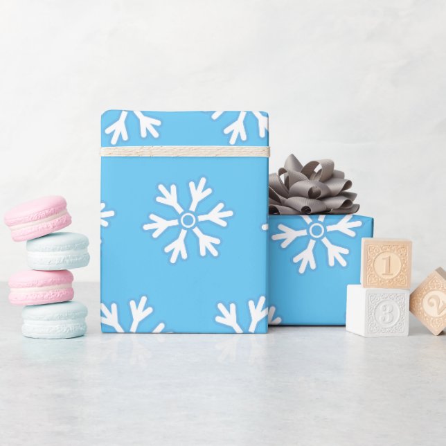 Pastel Blue White Snowflake Minimal Wrapping Paper (Baby Shower)