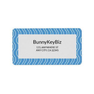 Pastel Blue White Wave Line Business Company Label