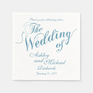 pastel blue & white wedding napkin