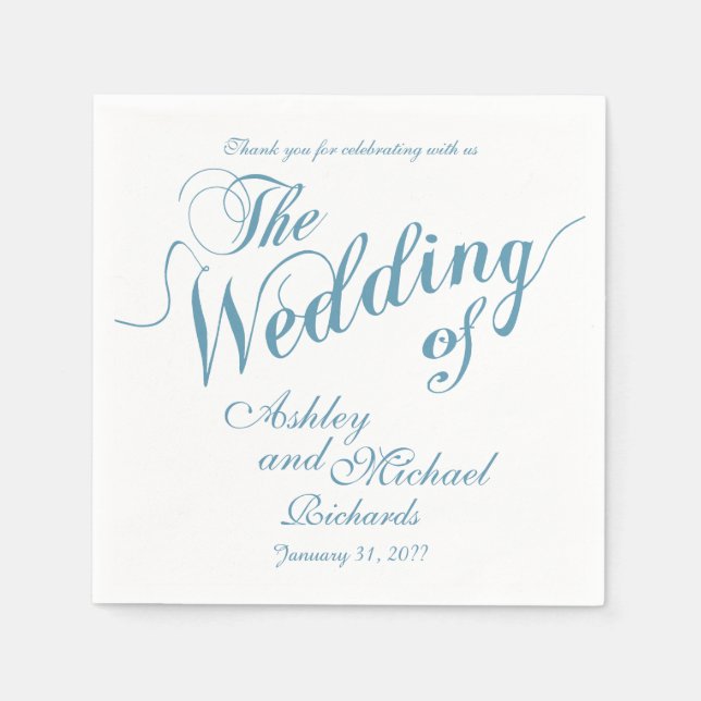 pastel blue & white wedding napkin (Front)