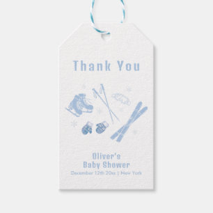 Pastel Blue Winter Après Bébé Ski Boy Baby Shower Gift Tags
