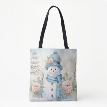 PASTEL BLUE WINTER HOLIDAY CHRISTMAS SNOWMAN