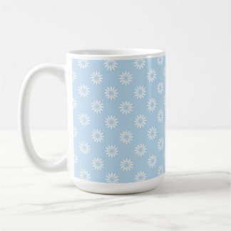 PASTEL BLUE WITH ROWS OF WHITE FLOWERS COFFEE MUG