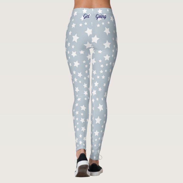 Pastel Blue with Stars Leggings (Back)