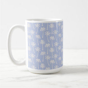 PASTEL BLUE WITH SUMMER TROPICAL PALM TREES COFFEE MUG