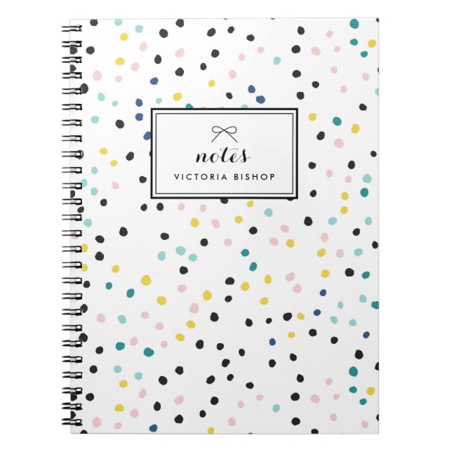 Pastel Blue Yellow Confetti Pattern Personalised Notebook (Front)