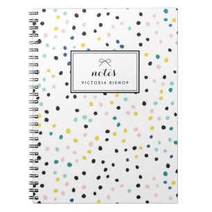Pastel Blue Yellow Confetti Pattern Personalized Notebook