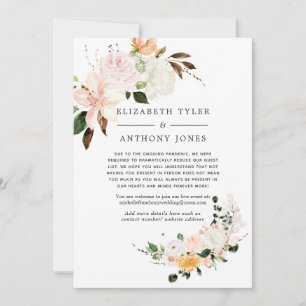 Pastel Blush and Violet Wedding Reduced Guest List Announcement