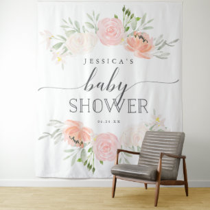 Pastel Blush Baby Shower Backdrop Photo Booth Tapestry